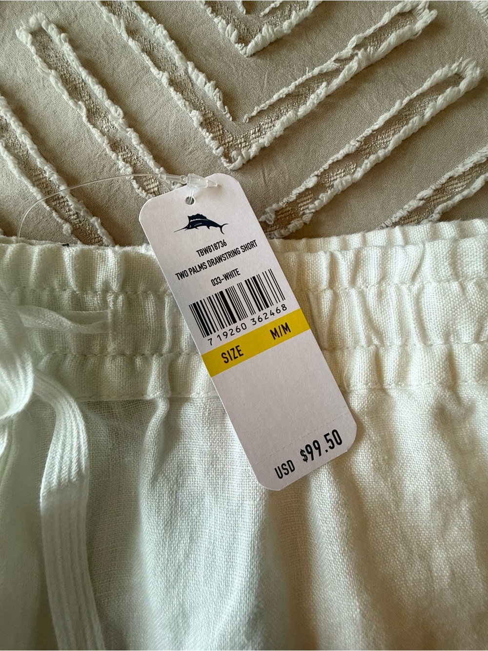 NWT Tommy Bahama White Linen Drawstring Shorts | M - Picture 2 of 4